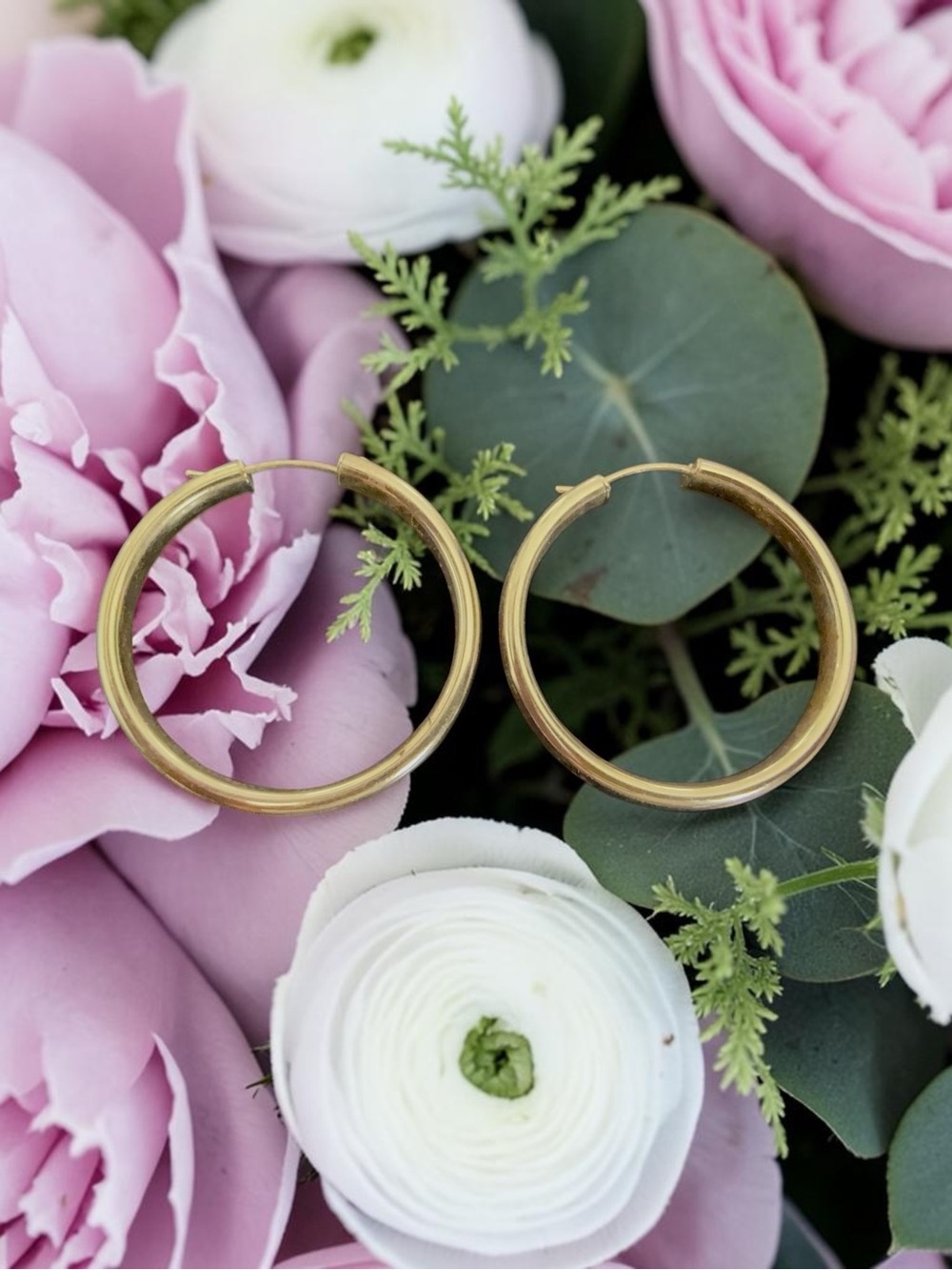 14K Solid Yellow Gold JCM Hoop Earrings 32.3mm